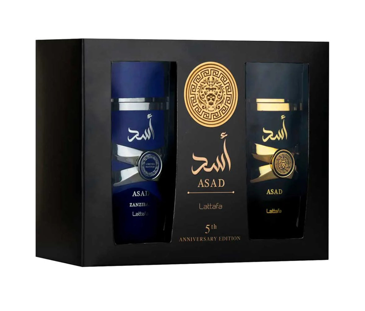 Estuche 2 piezas Hombre, Lattafa Assad EDP 100ml + Asad Azanaibar EDP 100ml